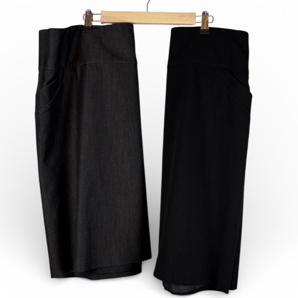 Calvin Klein Womens Black Pencil Skirt Plus Size 16W Wide Waistband  set‎ of 2